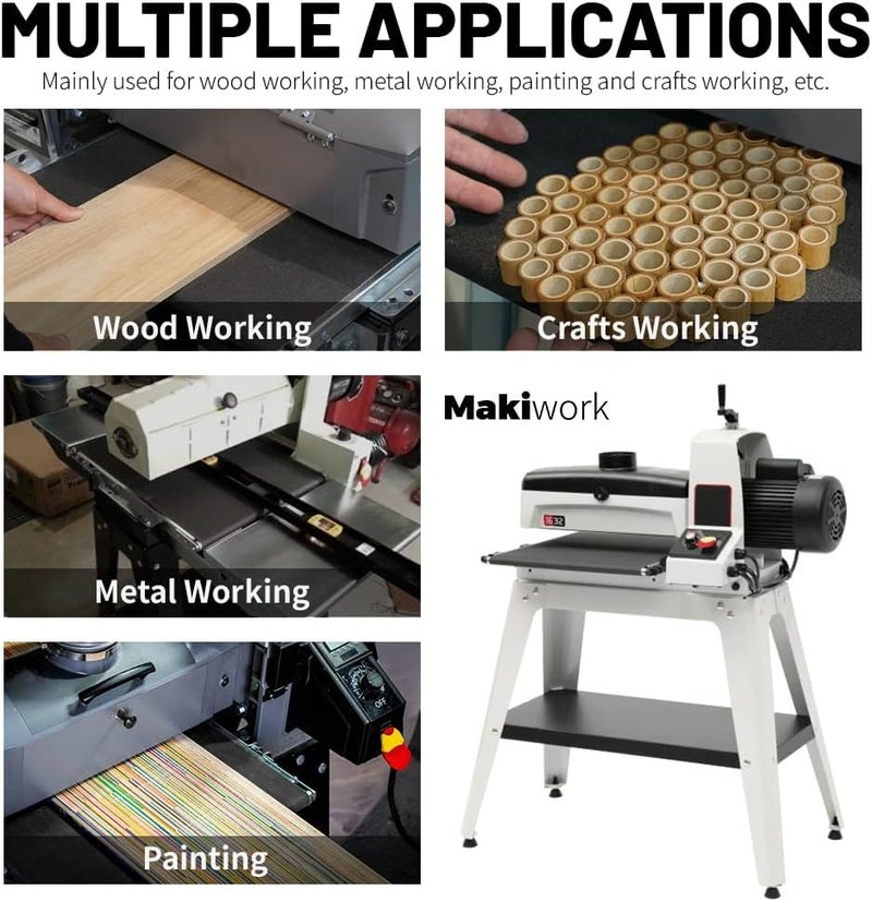 makiwork Drum Sander Feed Belt Conveyor - Compatible with JET & Performax 16-32 Plus Drum Sander, Silicon Carbide, 16-1/4" x 43-1/2", 120 Grit - Image 5